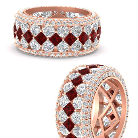 Vintage Princess And Round Anniversary Eternity Band
