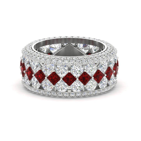 Vintage Princess And Round Anniversary Eternity Band
