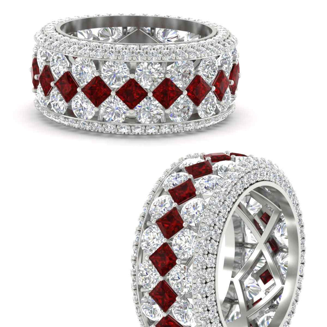 Vintage Princess And Round Anniversary Eternity Band