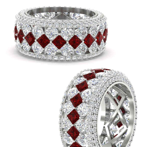 Vintage Princess And Round Anniversary Eternity Band