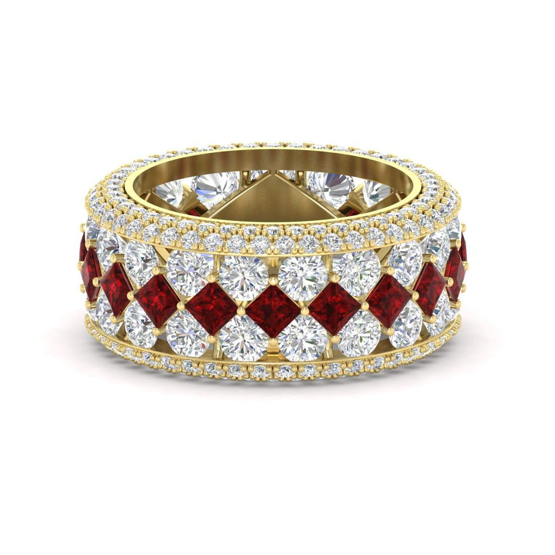 Vintage Princess And Round Anniversary Eternity Band