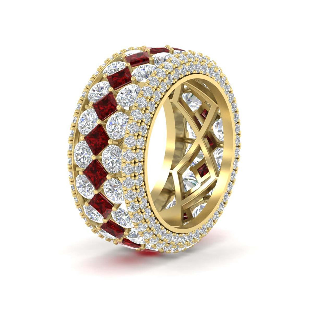 Vintage Princess And Round Anniversary Eternity Band