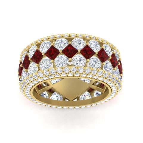Vintage Princess And Round Anniversary Eternity Band