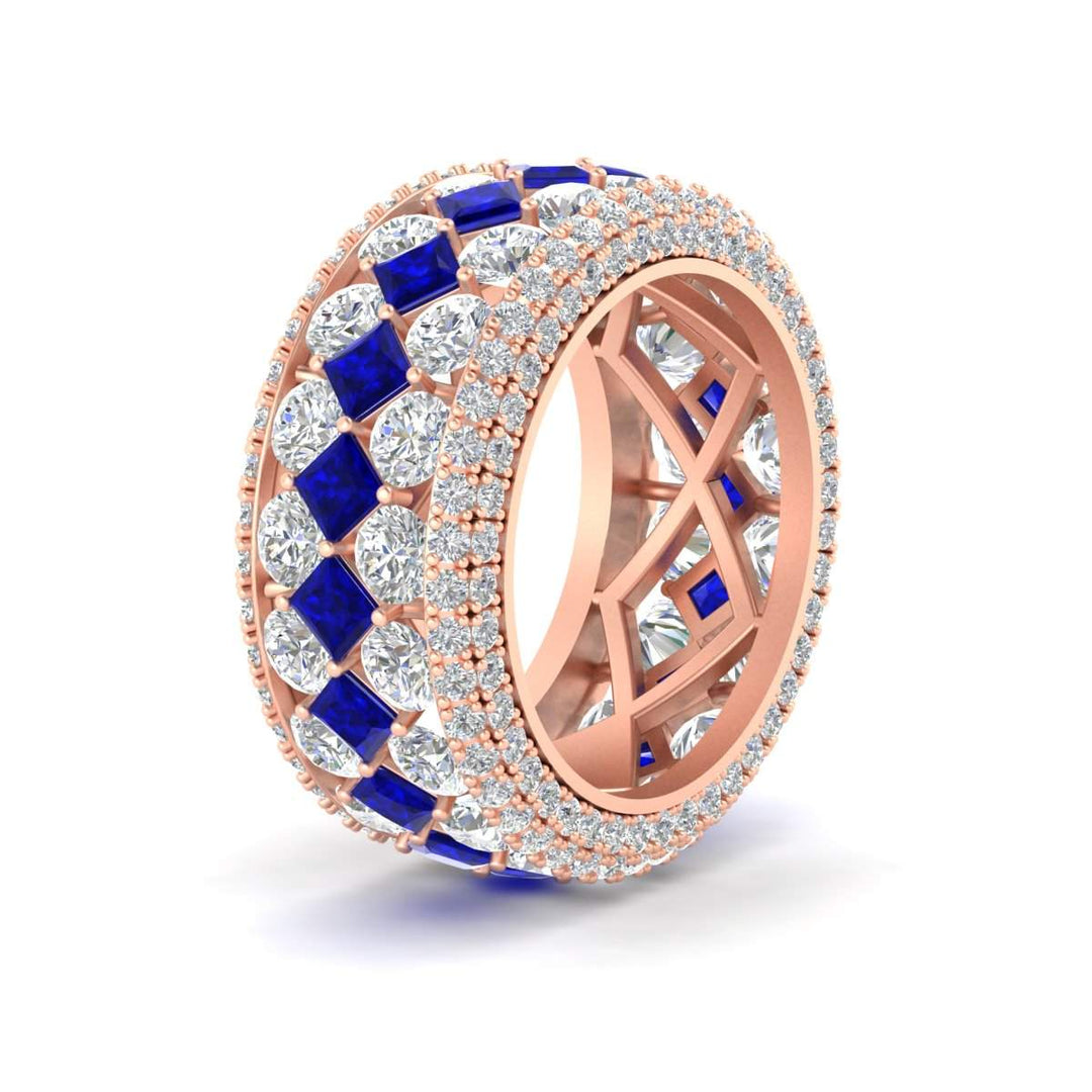 Vintage Princess And Round Anniversary Eternity Band