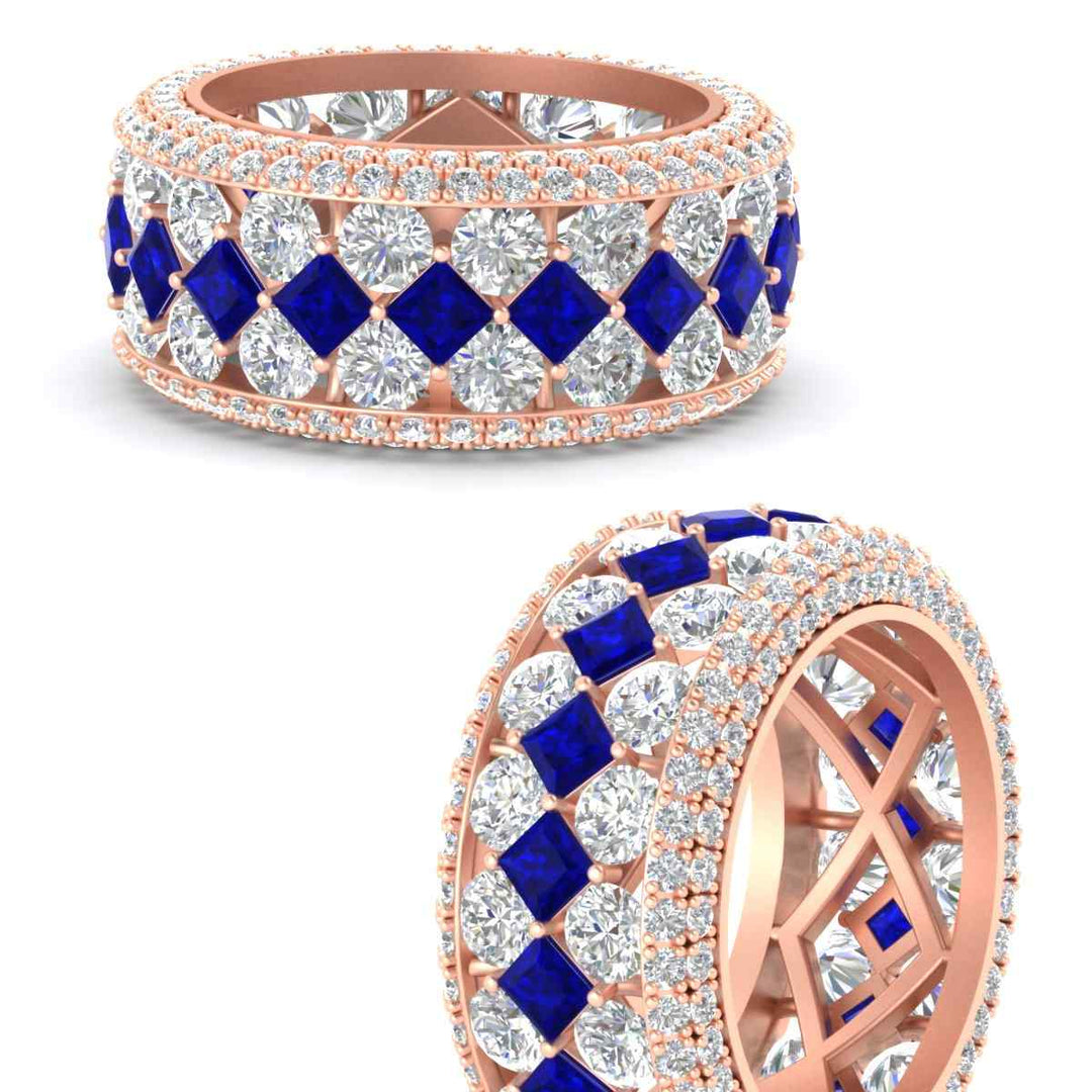 Vintage Princess And Round Anniversary Eternity Band