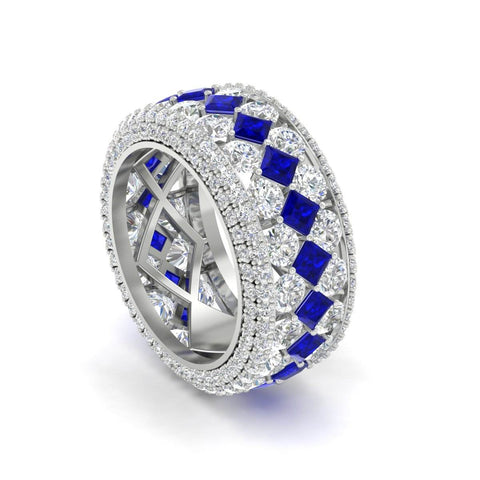 Vintage Princess And Round Anniversary Eternity Band