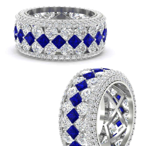 Vintage Princess And Round Anniversary Eternity Band