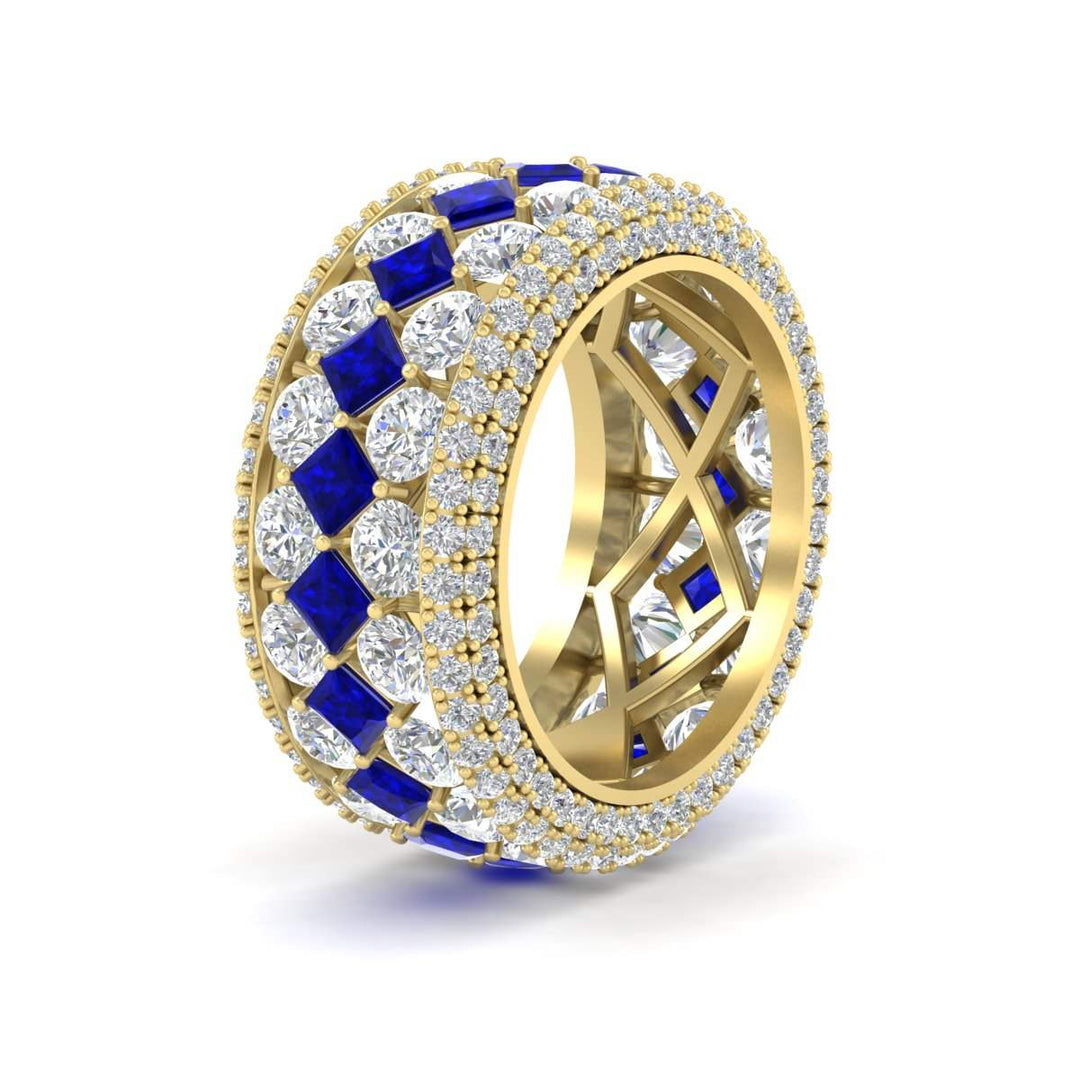 Vintage Princess And Round Anniversary Eternity Band