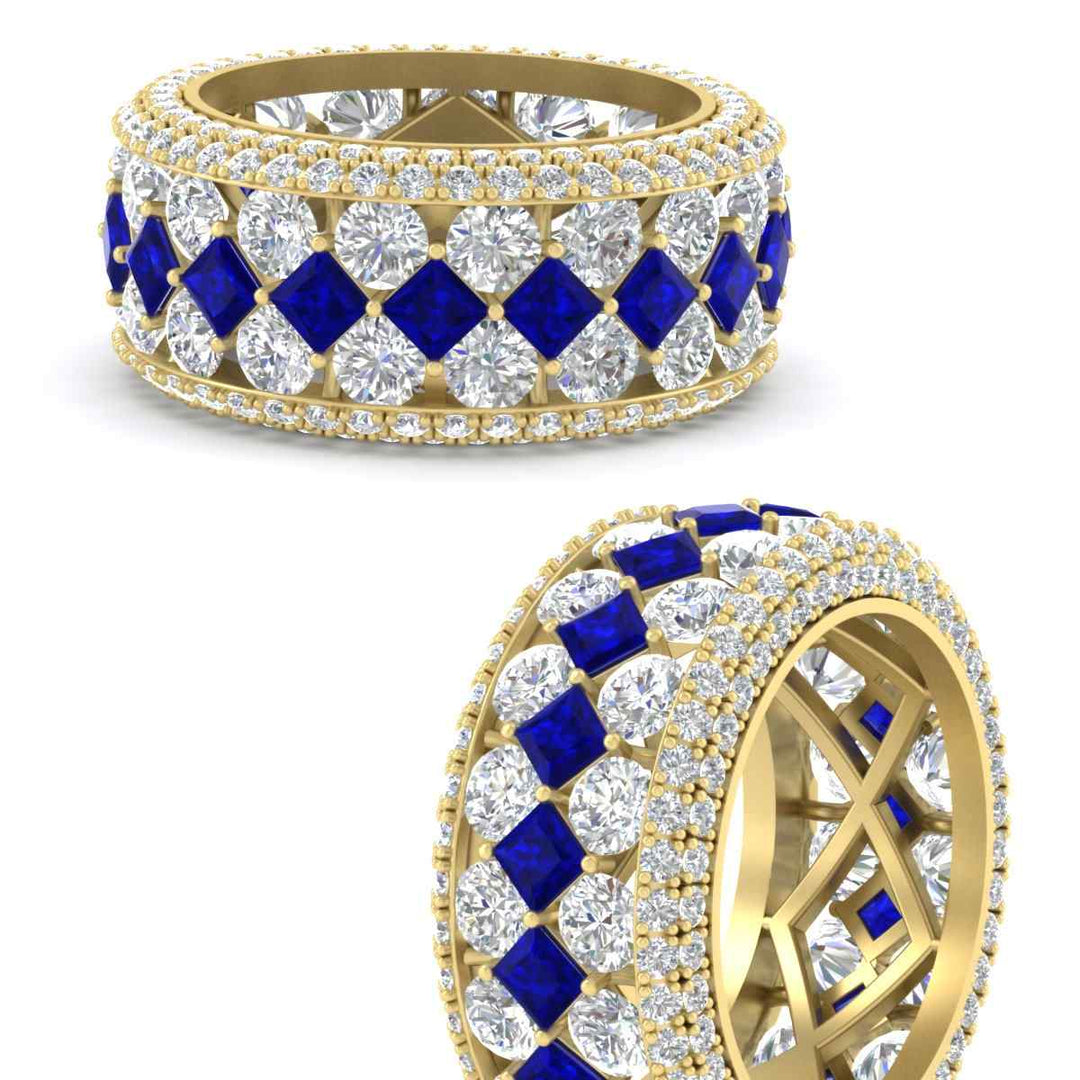 Vintage Princess And Round Anniversary Eternity Band