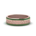 Load image into Gallery viewer, vintage-wide-emerald-eternity-band-for-her-in-rose-gold-FDEWB8645GEMGR-NL-RG
