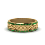 Load image into Gallery viewer, vintage-wide-emerald-eternity-band-for-her-in-yellow-gold-FDEWB8645GEMGR-NL-YG
