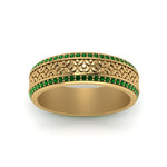Load image into Gallery viewer, vintage-wide-emerald-eternity-band-for-her-in-yellow-gold-FDEWB8645GEMGR-NL-YG
