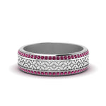 Load image into Gallery viewer, vintage-wide-pink-sapphire-eternity-band-for-her-in-white-gold-FDEWB8645GSADRPI-NL-WG
