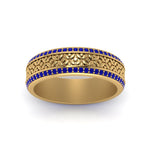 Load image into Gallery viewer, vintage-wide-sapphire-eternity-band-for-her-in-yellow-gold-FDEWB8645GSABL-NL-YG
