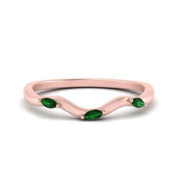 Marquise Cut Wave Design Wedding Band