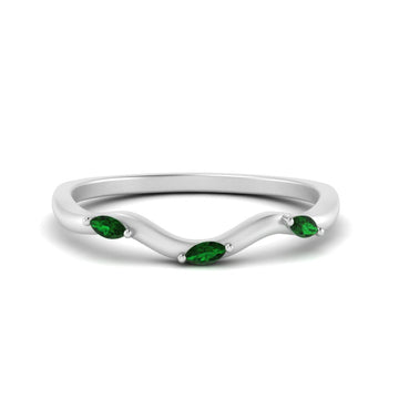 Marquise Cut Wave Design Wedding Band