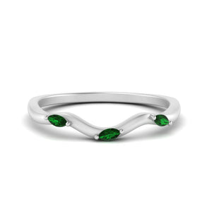 14k White Gold / Green Emerald / Lab Grown