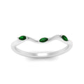 Thumbnail 26 - wave-design-marquise-diamond-women-wedding-band-with-emerald-in-white-gold-FD8300BGEMGR-NL-WG
