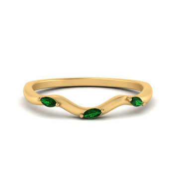 Marquise Cut Wave Design Wedding Band