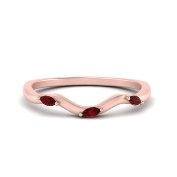 Marquise Cut Wave Design Wedding Band