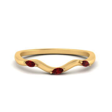 Marquise Cut Wave Design Wedding Band
