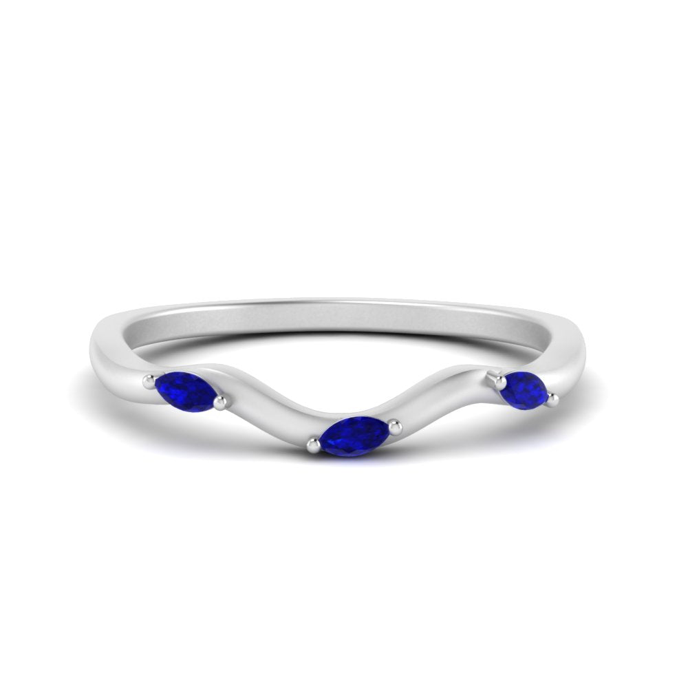 Marquise Cut Wave Design Wedding Band