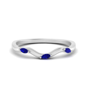Marquise Cut Wave Design Wedding Band