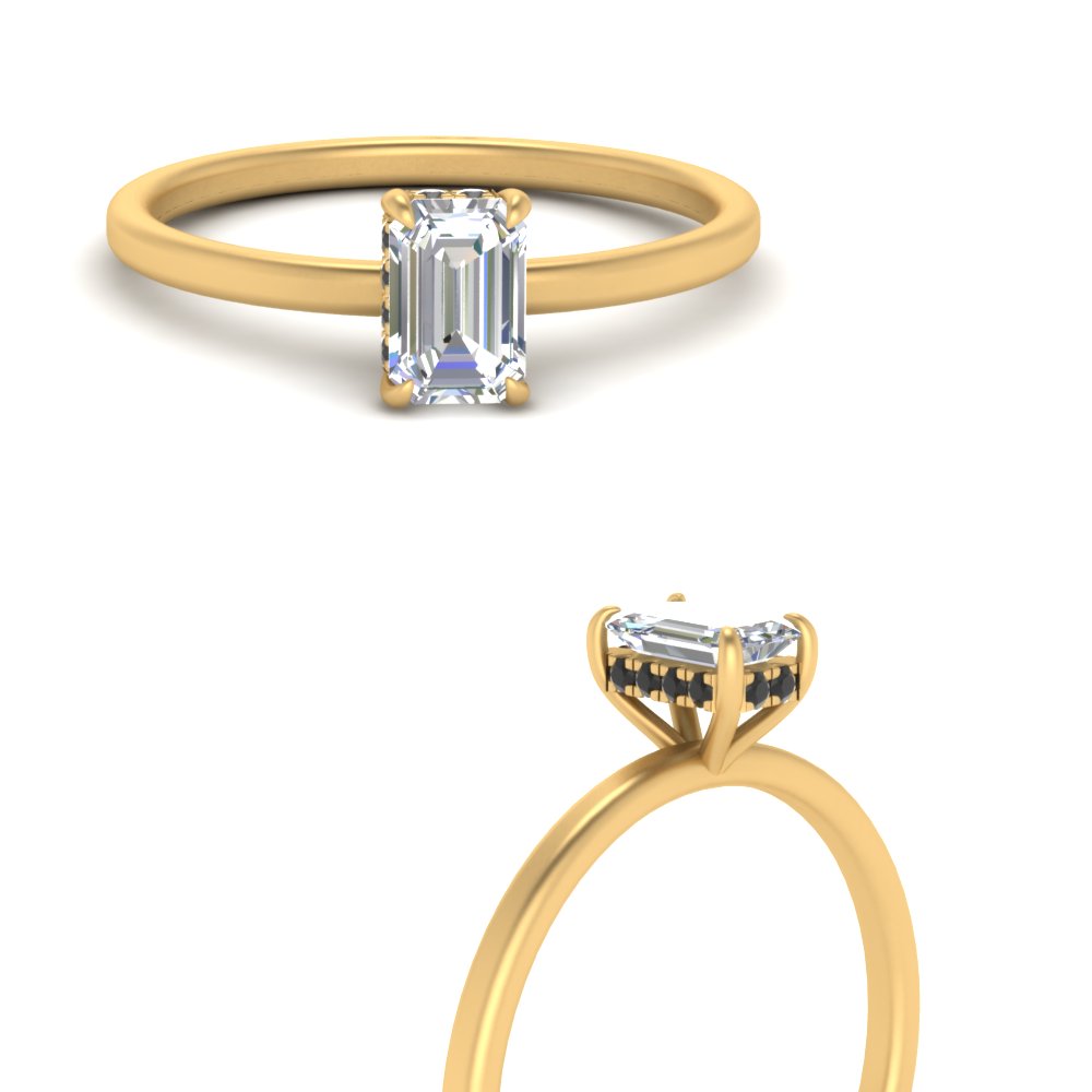 Emerald Cut Thin Setting Hidden Halo Ring