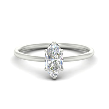 Marquise Cut Thin Setting Hidden Halo Diamond Ring