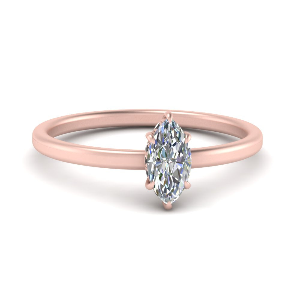 Marquise Cut Thin Setting Hidden Halo Diamond Ring