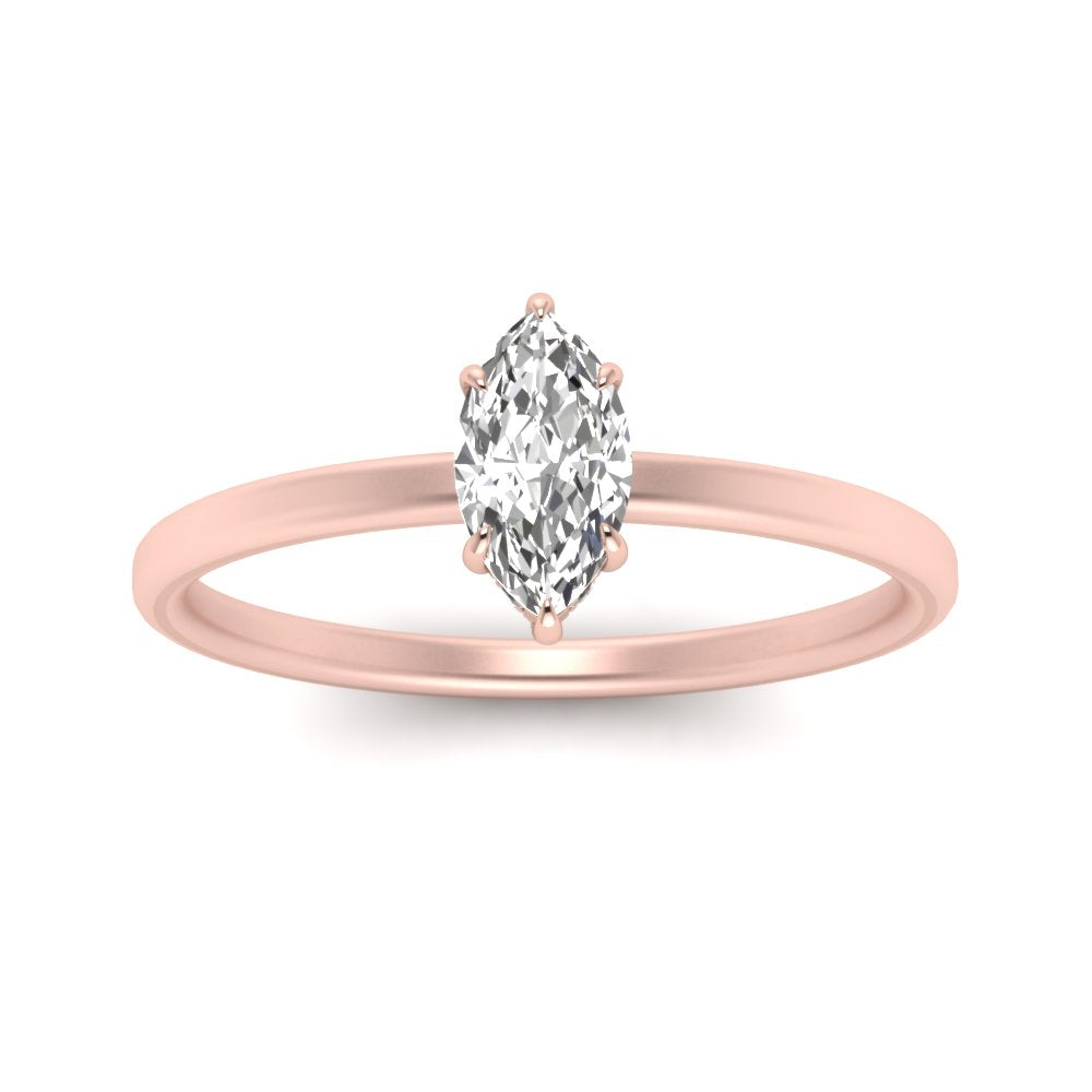 Marquise Cut Thin Setting Hidden Halo Ring