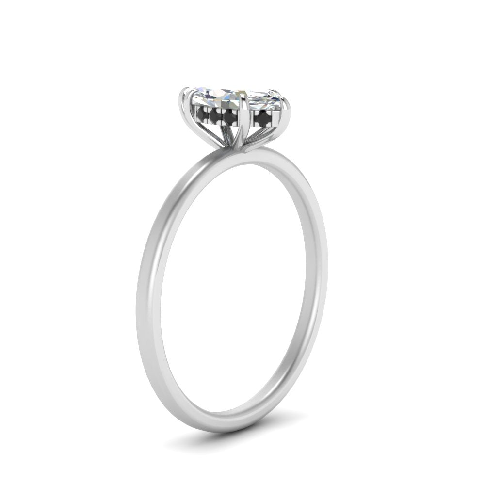 Marquise Cut Thin Setting Hidden Halo Ring