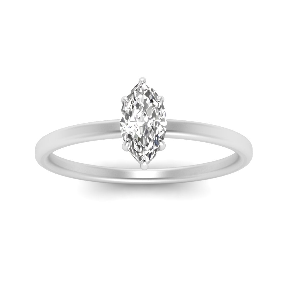 Marquise Cut Thin Setting Hidden Halo Diamond Ring