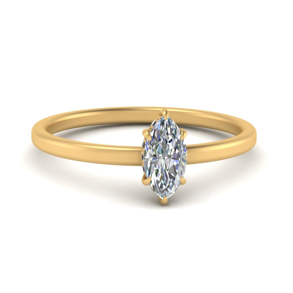 Marquise Cut Thin Setting Hidden Halo Ring