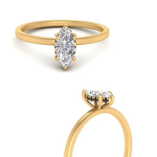 Marquise Cut Thin Setting Hidden Halo Diamond Ring