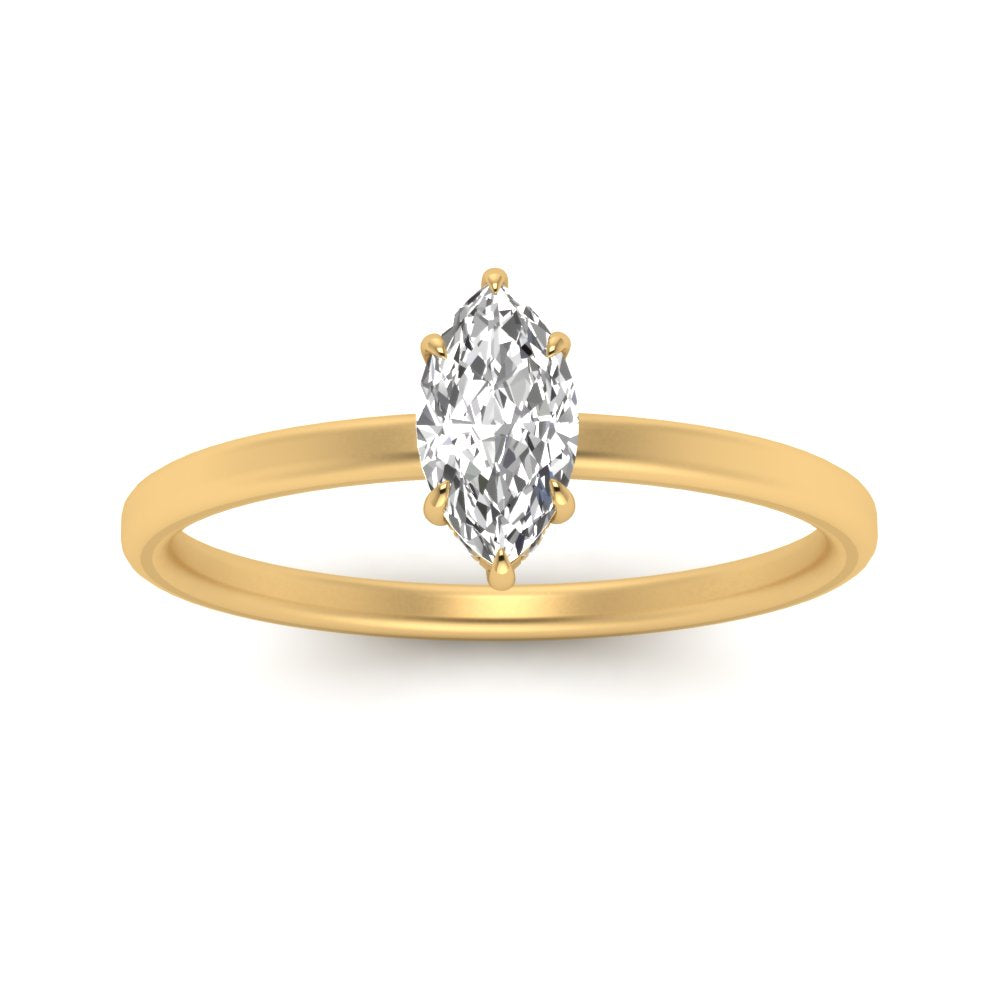 Marquise Cut Thin Setting Hidden Halo Ring