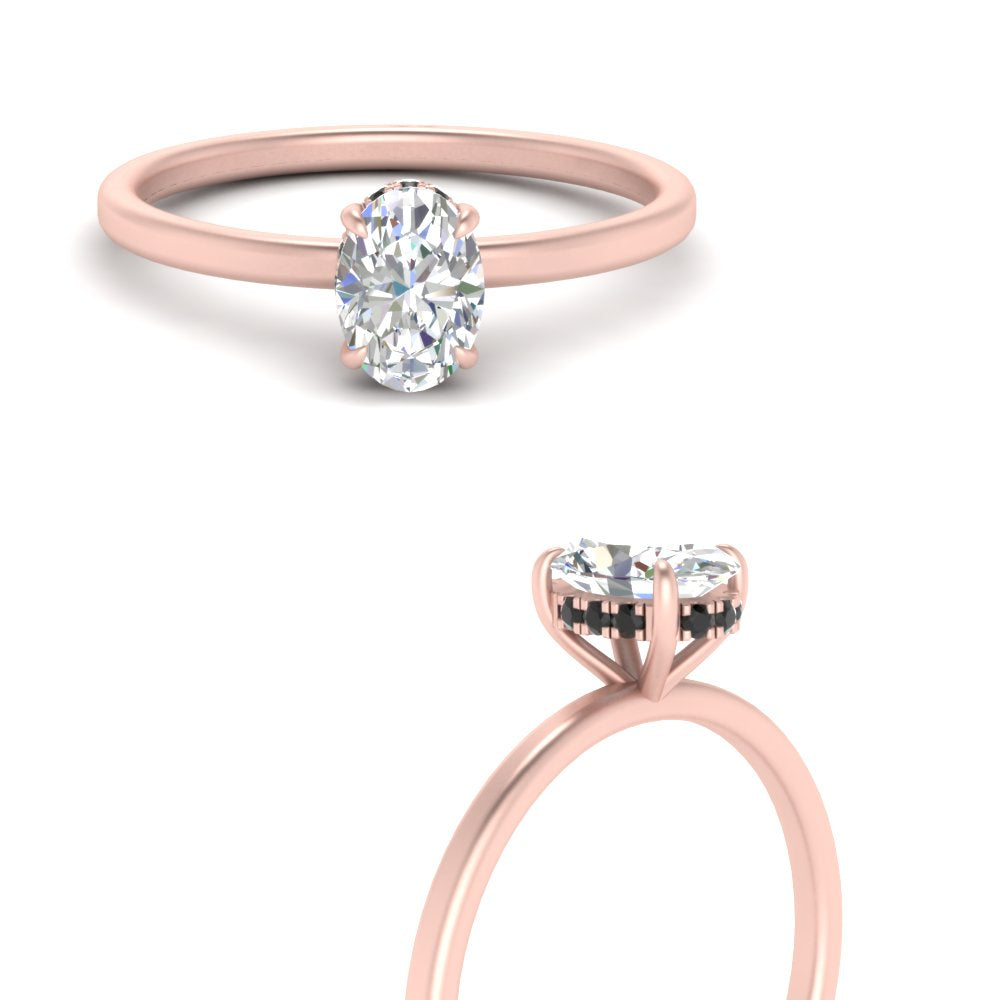 Oval Cut Thin Setting Hidden Halo Ring