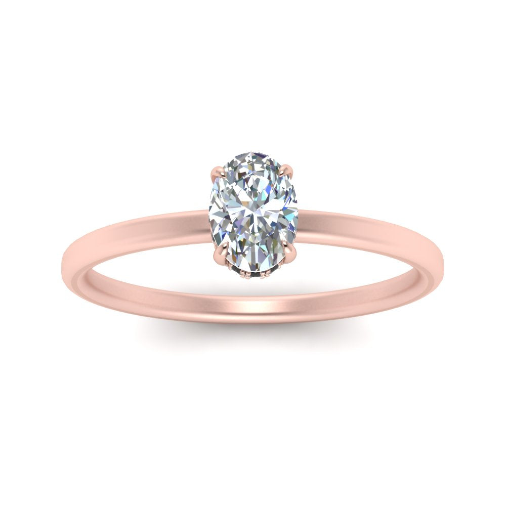 Oval Cut Thin Setting Hidden Halo Ring