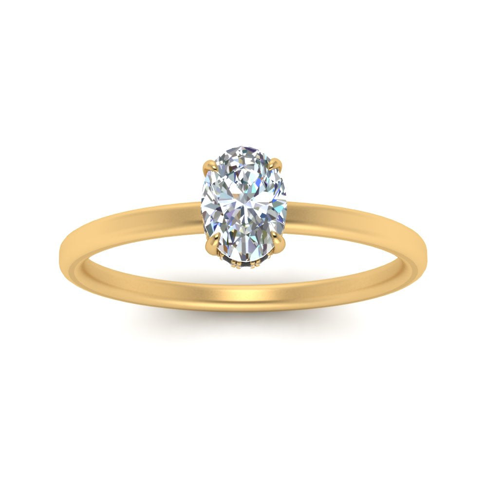 Oval Cut Thin Setting Hidden Halo Ring