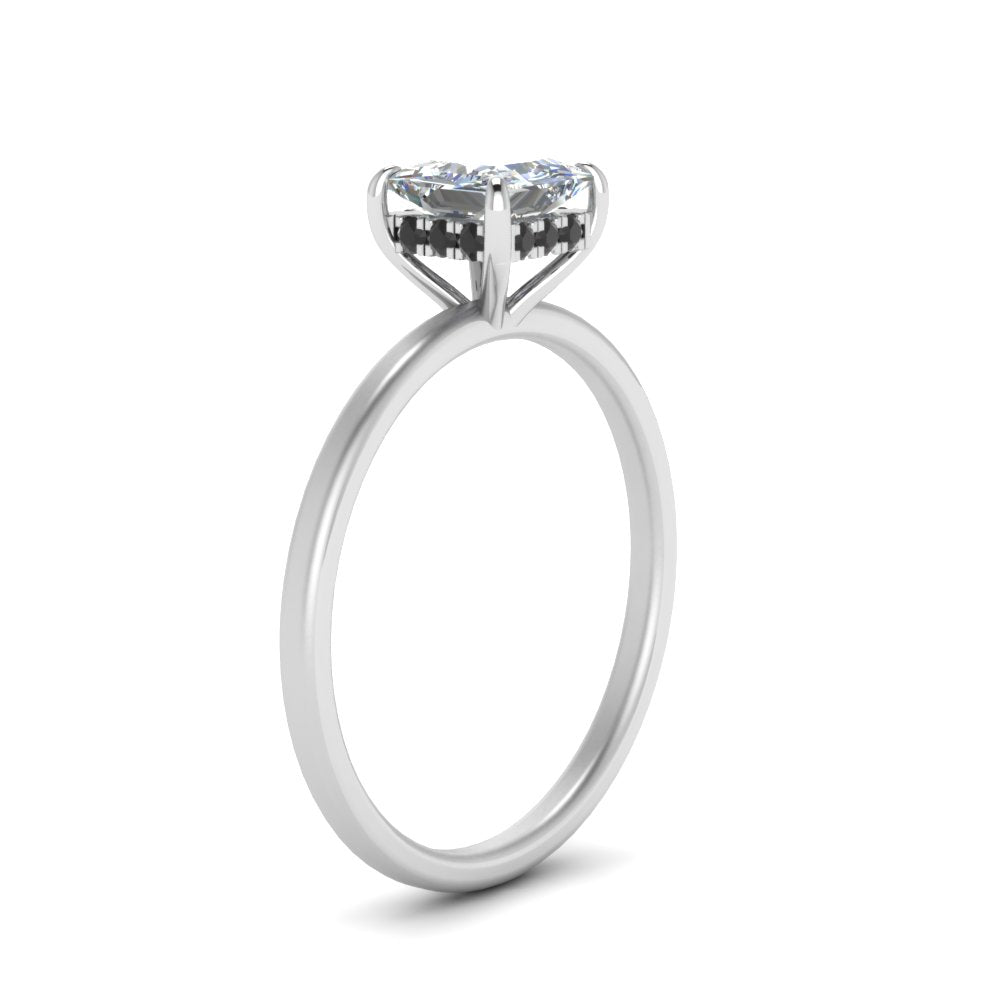 Princess Cut Thin Setting Hidden Halo Ring