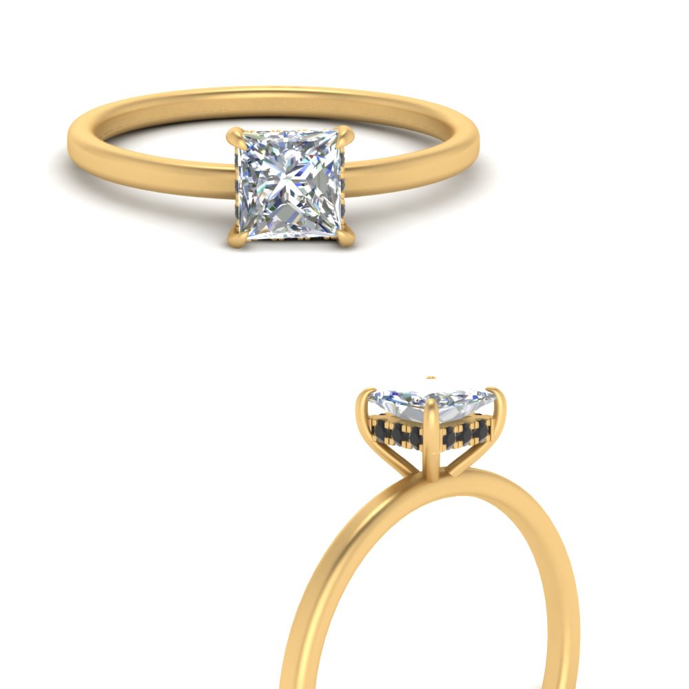 Princess Cut Thin Setting Hidden Halo Ring
