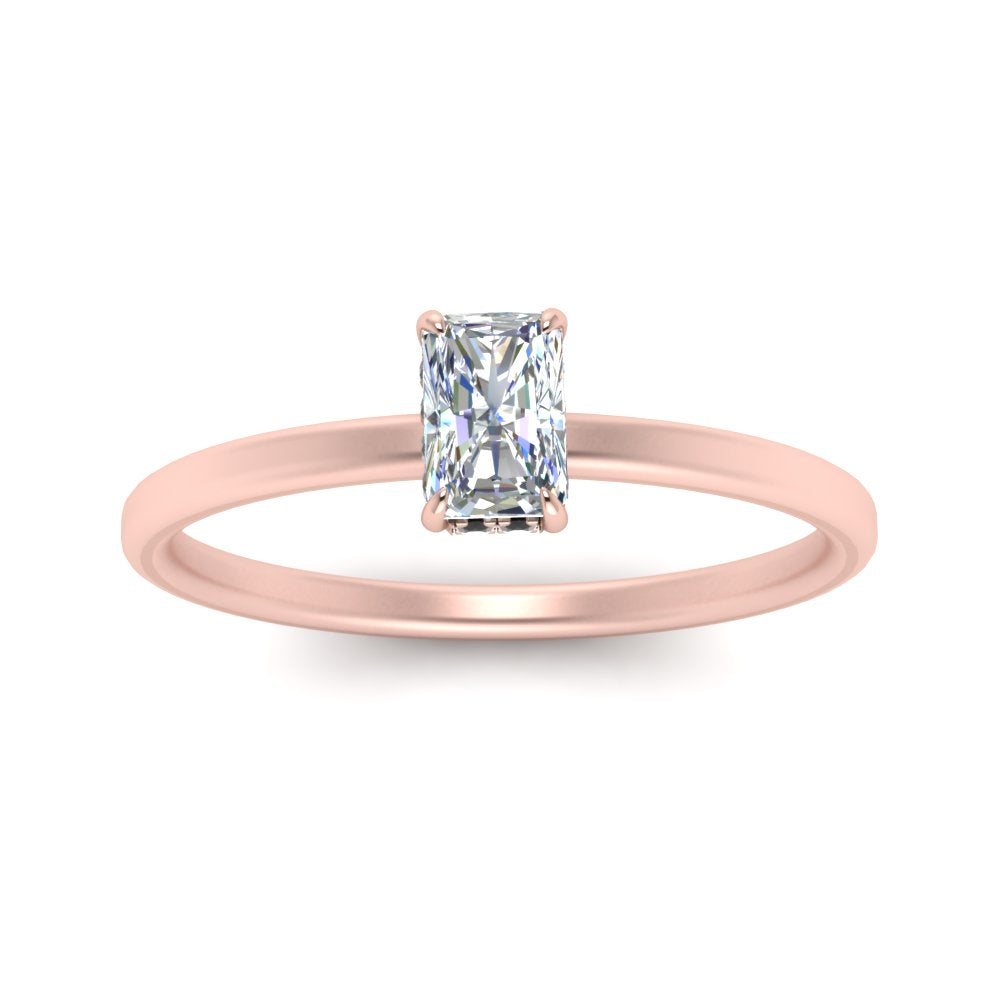 Radiant Cut Thin Setting Hidden Halo Ring