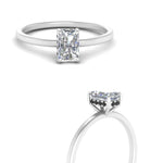 Load image into Gallery viewer, Radiant Cut Thin Setting Hidden Halo Diamond Ring
