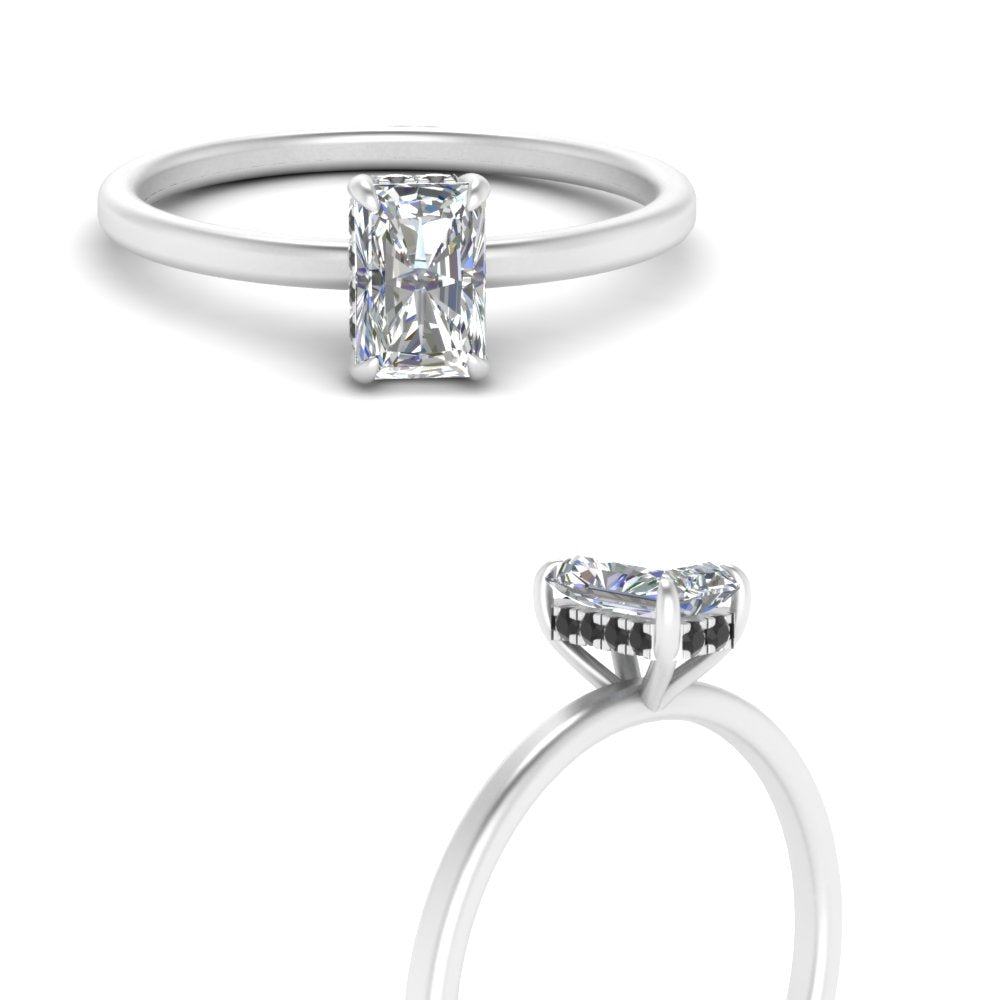 Radiant Cut Thin Setting Hidden Halo Diamond Ring
