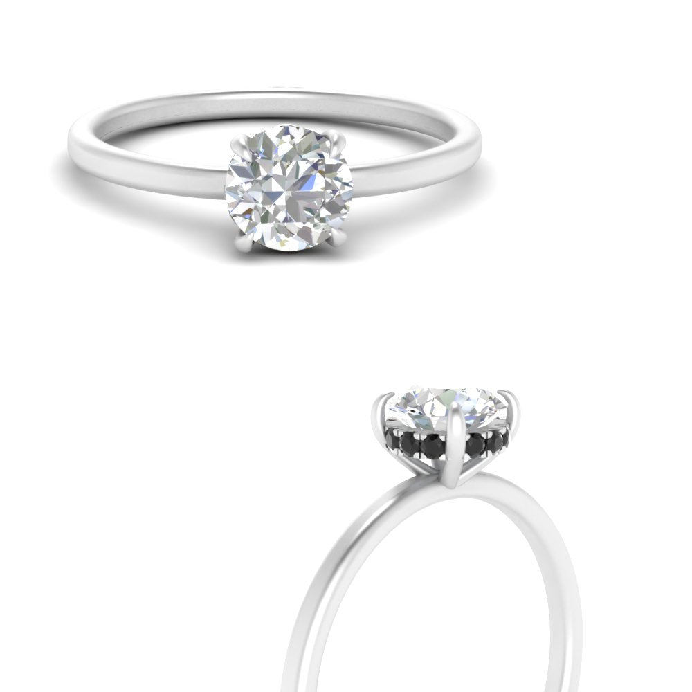 Round Cut Thin Setting Hidden Halo Ring