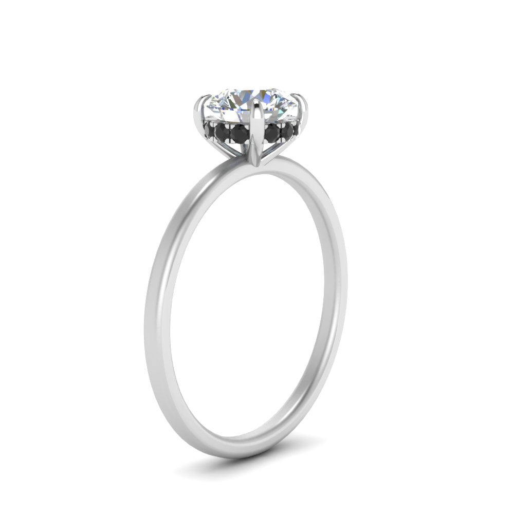 Round Cut Thin Setting Hidden Halo Diamond Ring