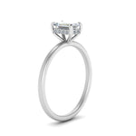 Load image into Gallery viewer, Emerald Cut Thin Setting Hidden Halo Diamond Ring
