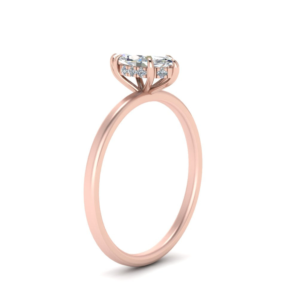 Marquise Cut Thin Setting Hidden Halo Ring