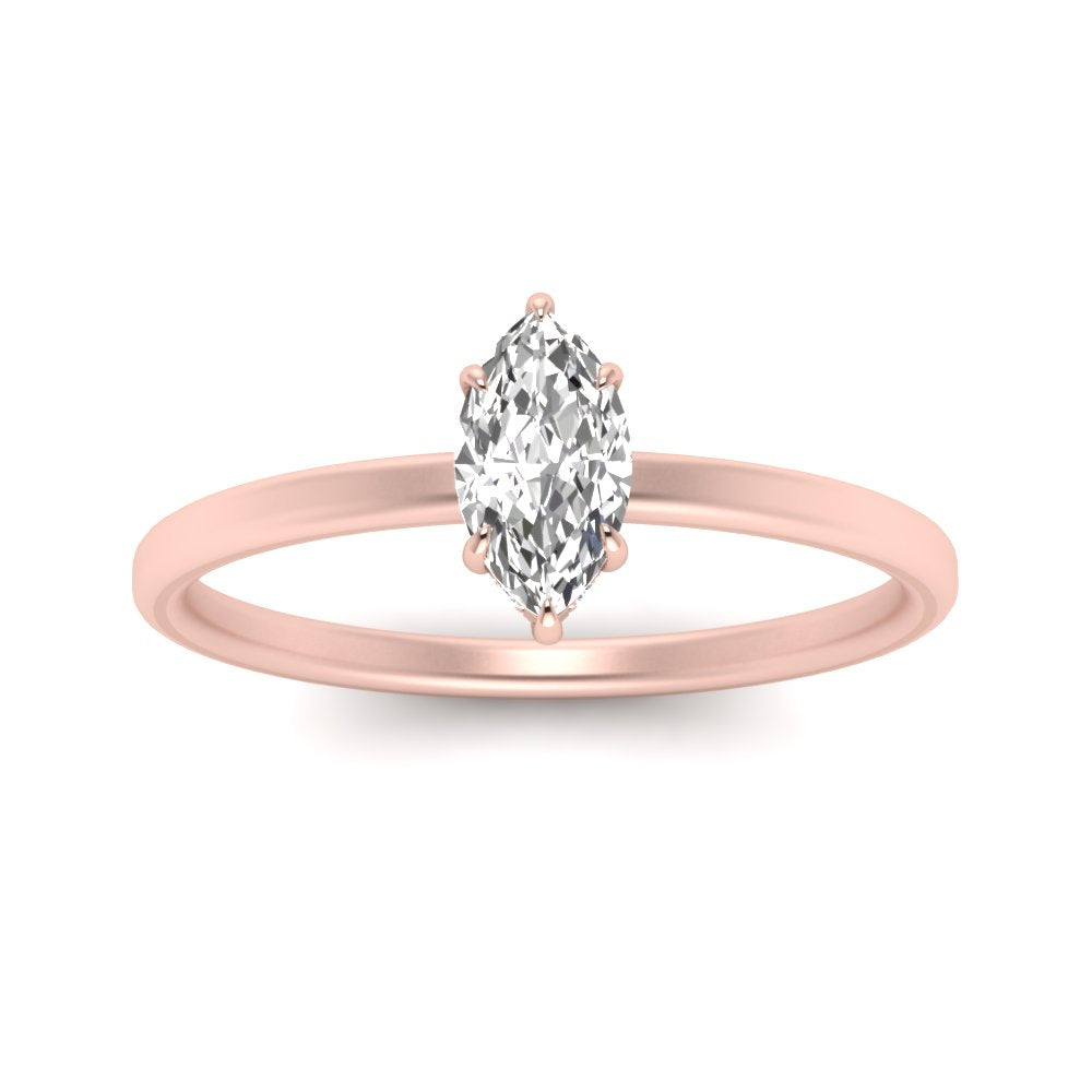 Marquise Cut Thin Setting Hidden Halo Diamond Ring
