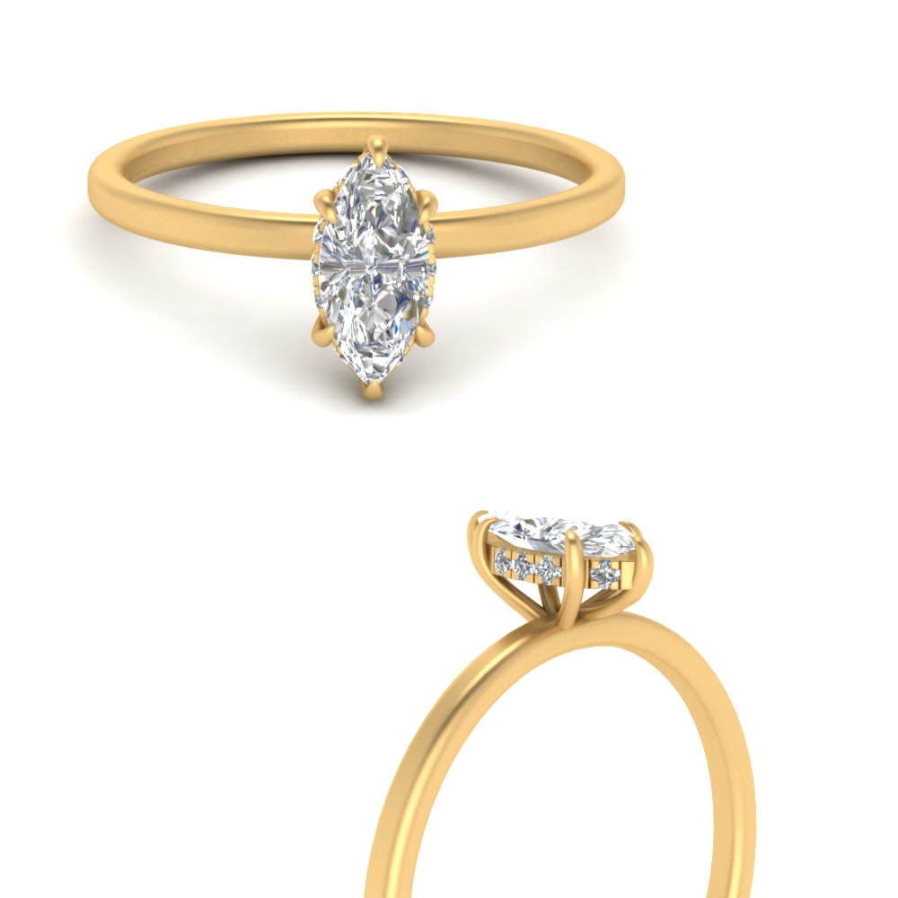 Marquise Cut Thin Setting Hidden Halo Ring